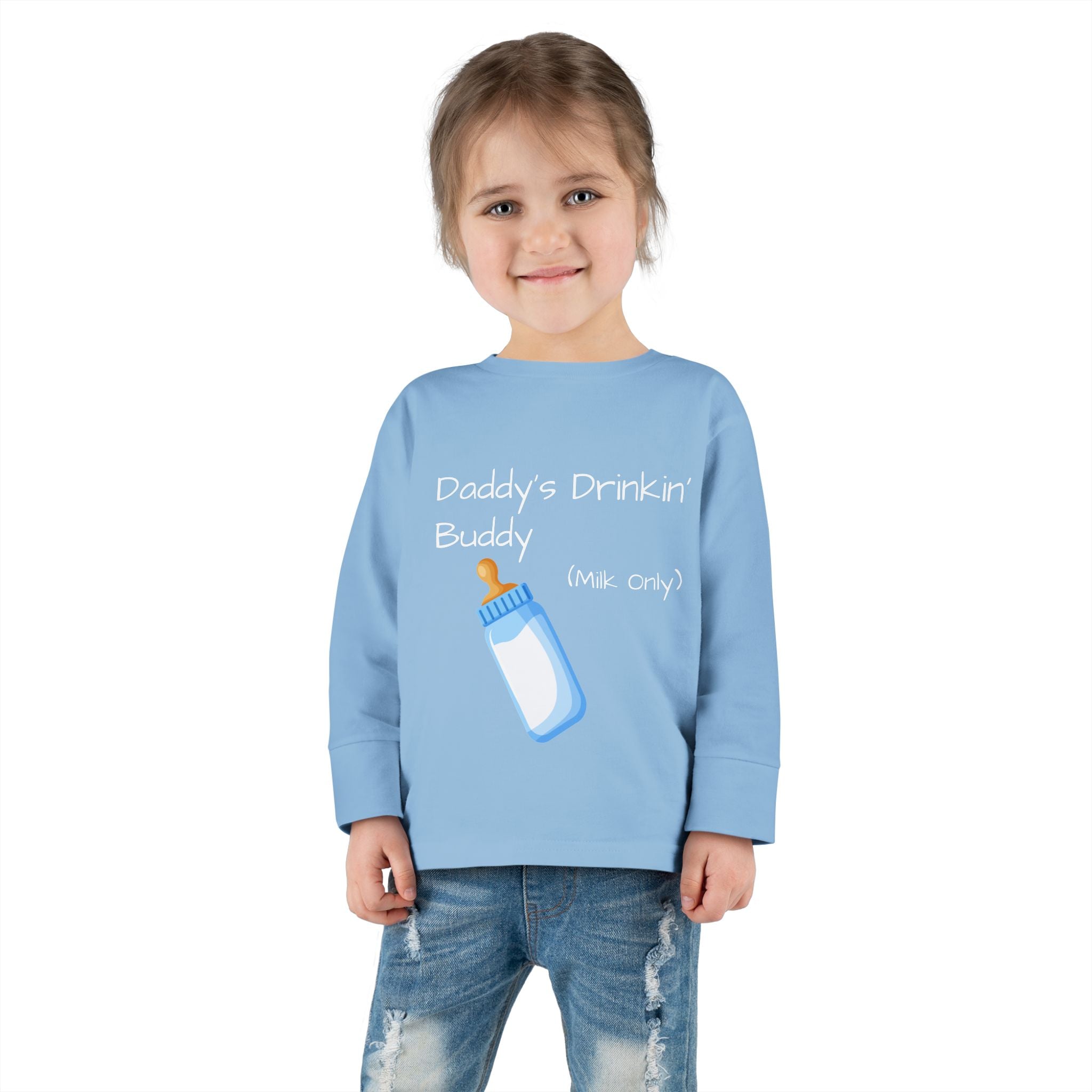 Toddler Long Sleeve Tee Shirt — "Daddy's Drinkin' Buddy"